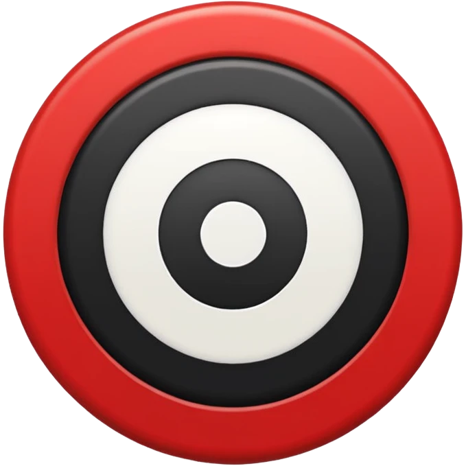 A black circle surrounded by a white circle surrounded by a red circle there should only be 3 rings - the black should be in the middle then white the red emoji