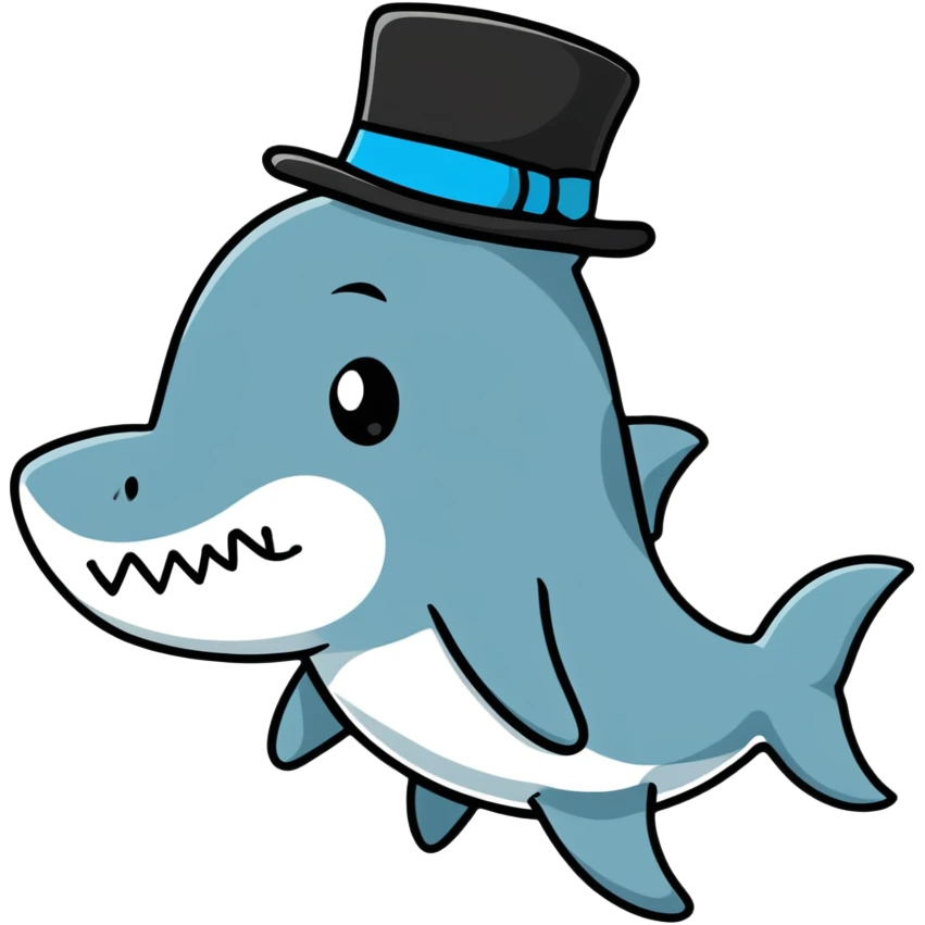 Shark with a top hat emoji