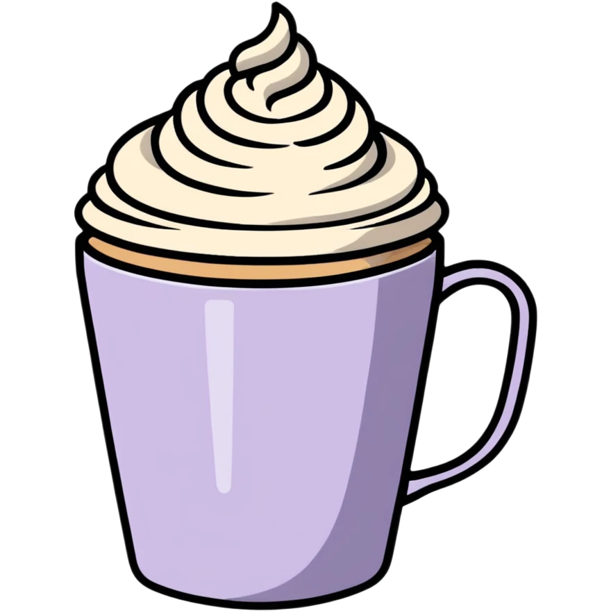 Café espumoso en taza lila emoji