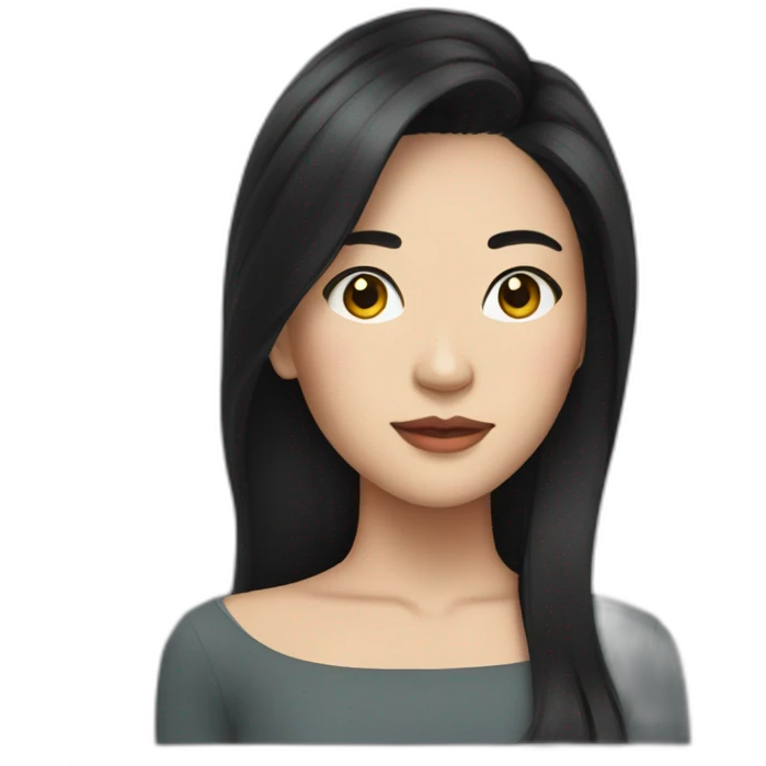 Whitney Lau, long dark hair, woman emoji
