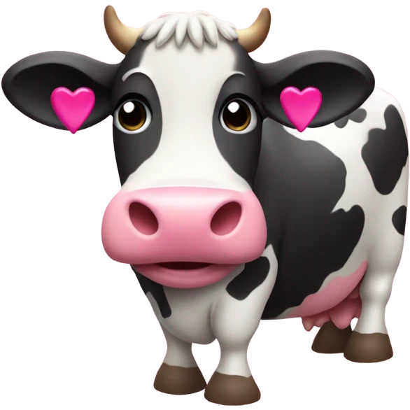 cow whit hearts pinks emoji