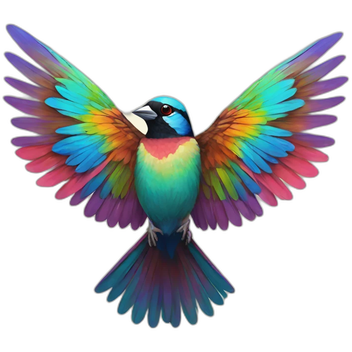 psychedelic colorful sparrow open Wings painting emoji