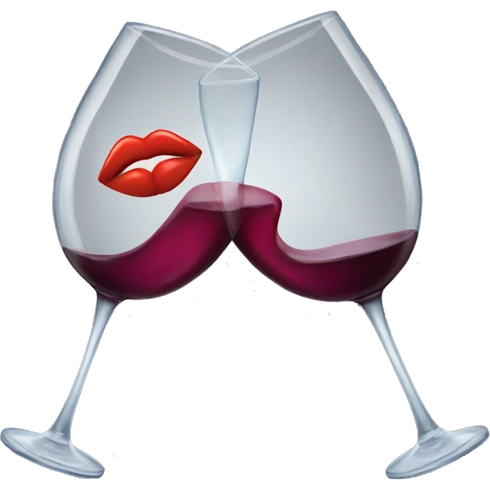 Glass of wine with a kiss on it emoji