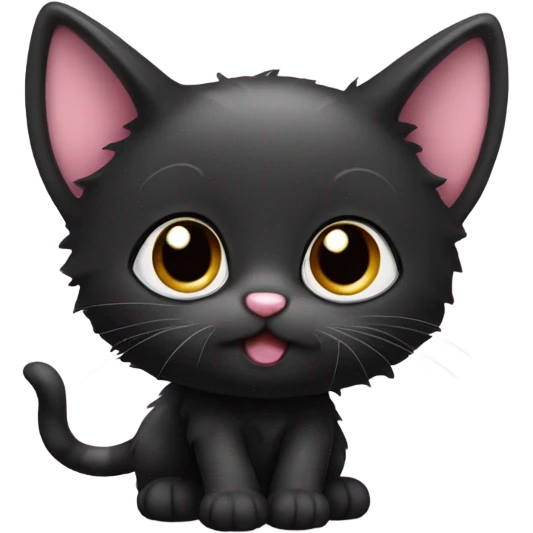 kawaii black kitten   emoji