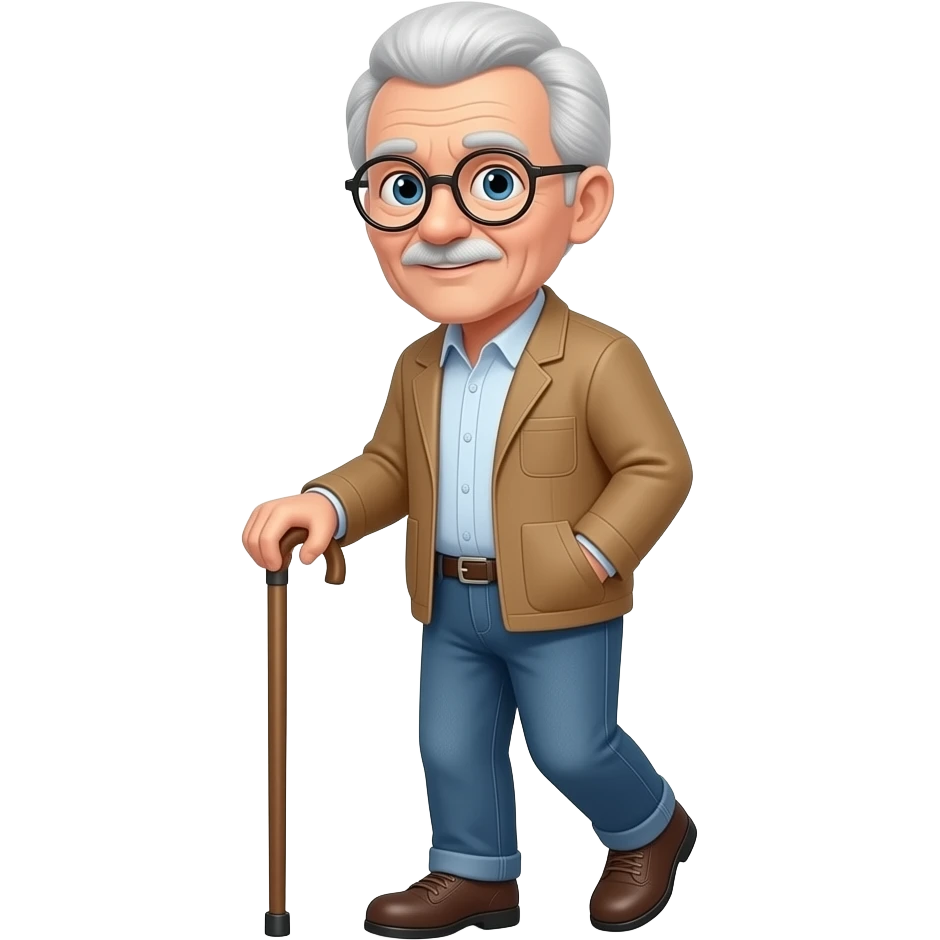 elderly man walking with cane emoji