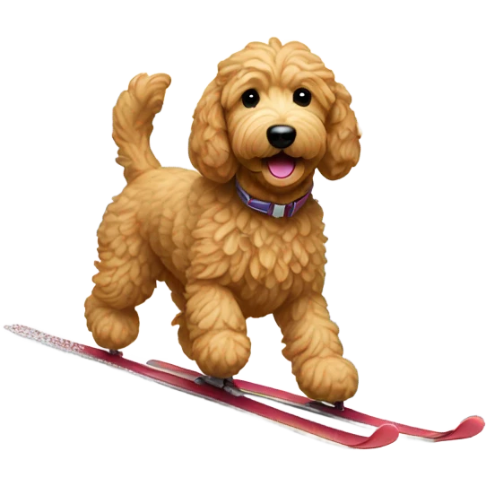 Golden doodle skiing down mountain  emoji