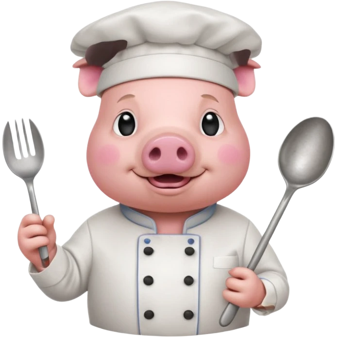 Chef Pig – pig wearing white chef hat holding spoon emoji