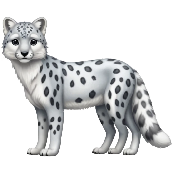 Hyper-realistic furry soft smooth elegant Snow-leopard-Arctic-wolf-arctic-fox-fusion-hybrid-animal-creature, full body emoji