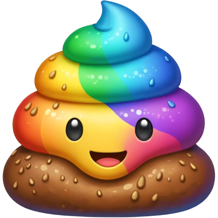 poop throwing rainbow emoji