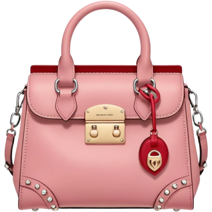 Ultra realistic Alexander Wang bag, in a pink, red, beige cottagecore aesthetic style and embellishments, 8k hd quailty  emoji