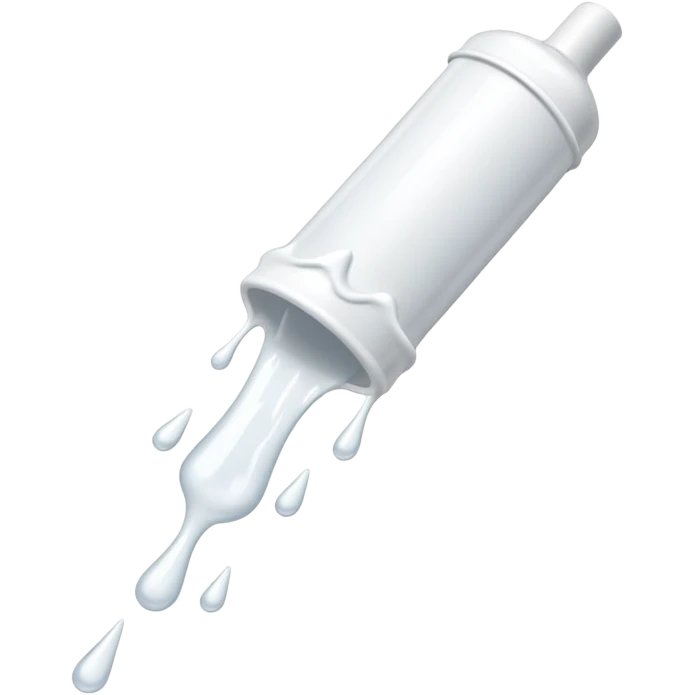 individual white glue white drops falling and dripping down out of a tube, all white emoji