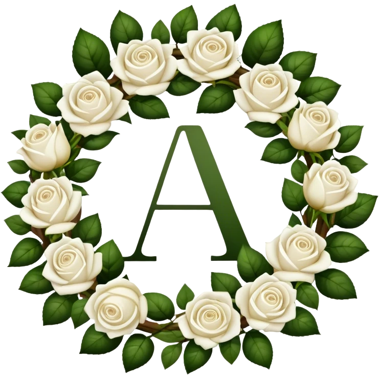 I love you initials A D in a wreath of white roses emoji