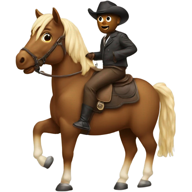 A poo with a face riding a horse emoji