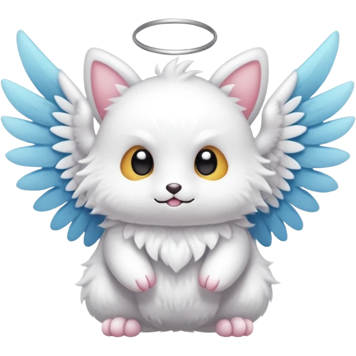 White furry cute kawaii winged Fakémon-creature (full body) emoji