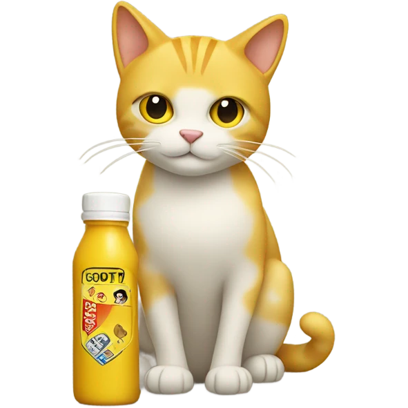 Yellow cat with mustard bottle emoji
