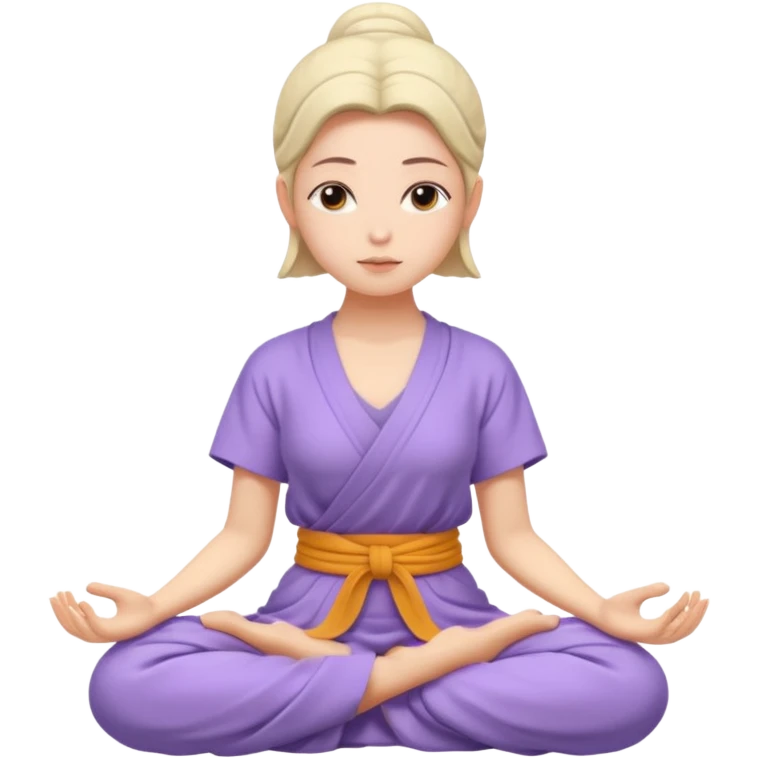 calm woman, meditating expression, face only, lavender Buddhist soutane emoji