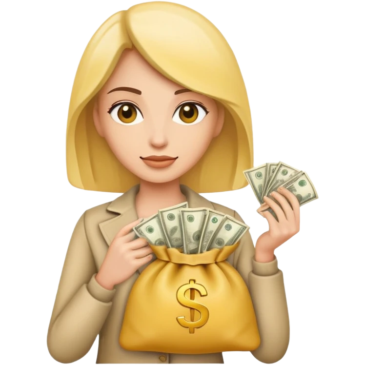 yellow woman holding money bags emoji