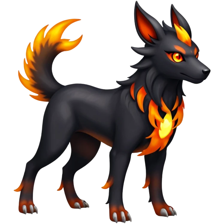 Shiny Exotic Excessive Mysterious Houndoom-Mightyena-Pokémon-Fakémon-hybrid-creature (full body) emoji