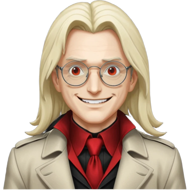 Alucard from Hellsing grinning with his signature glasses on emoji