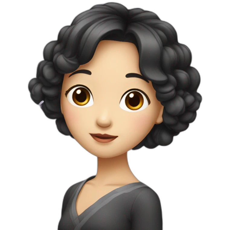 Fille cheuveux noir asiatique  emoji