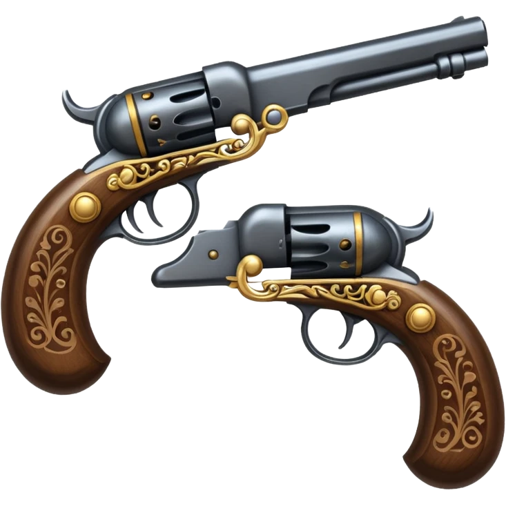 2 flintlock pistols crossed to make an x emoji
