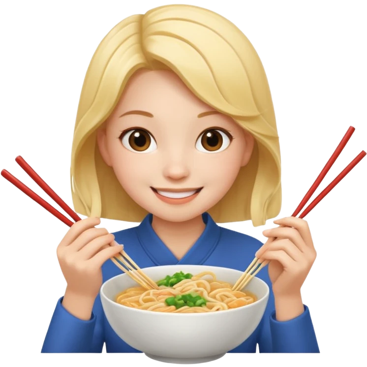 Show me a girl eating noodles  emoji