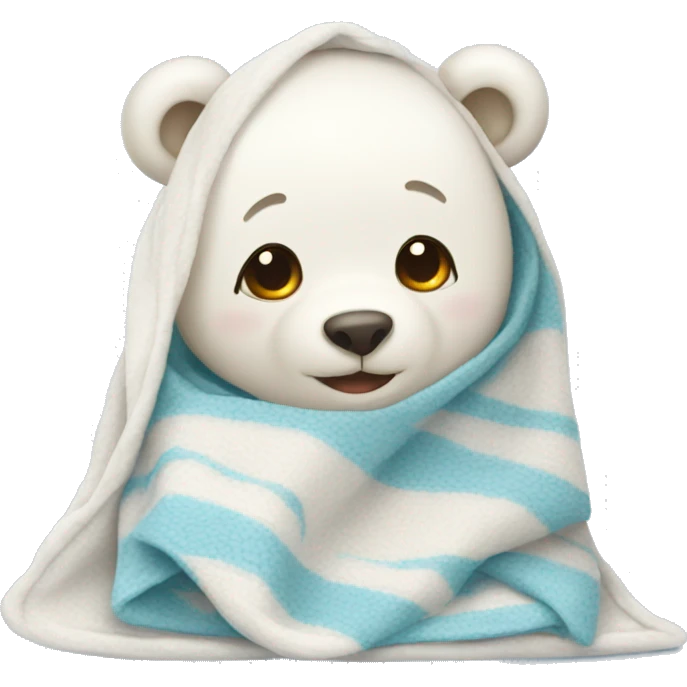 White cute bear with blanket emoji