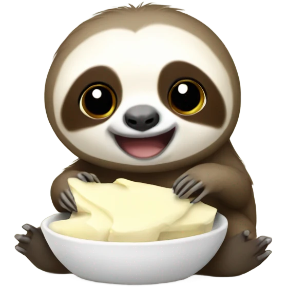 Baby sloth eating mozzarella emoji