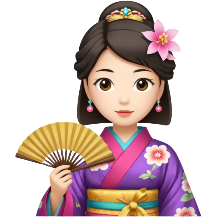 Japanese Kimono princess with fan emoji