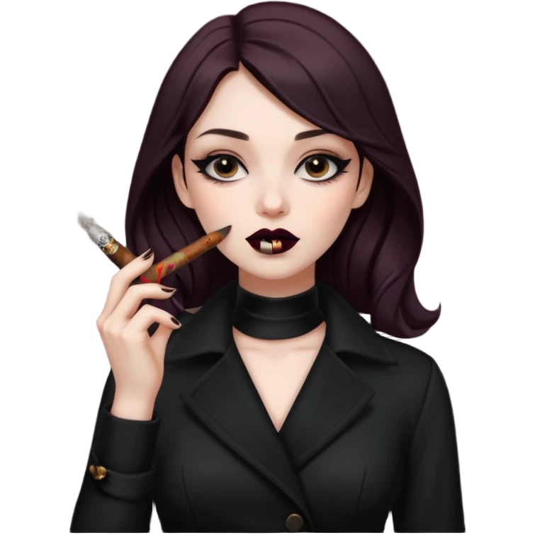 Brown gothic Girl Smoking cigar  emoji