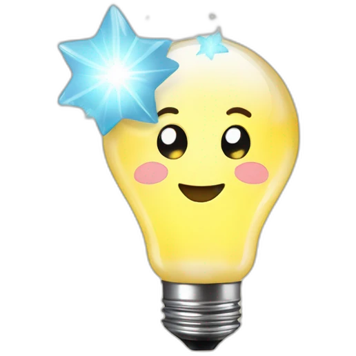 light bulb with little brain and shiny stars inside emoji