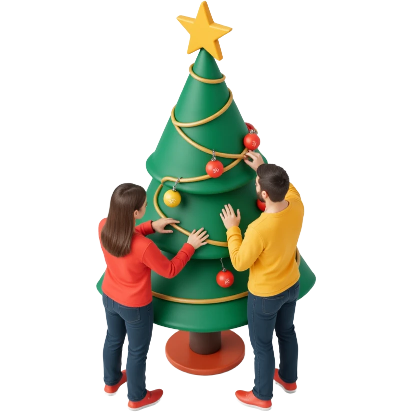 people decorating a Christmas tree emoji