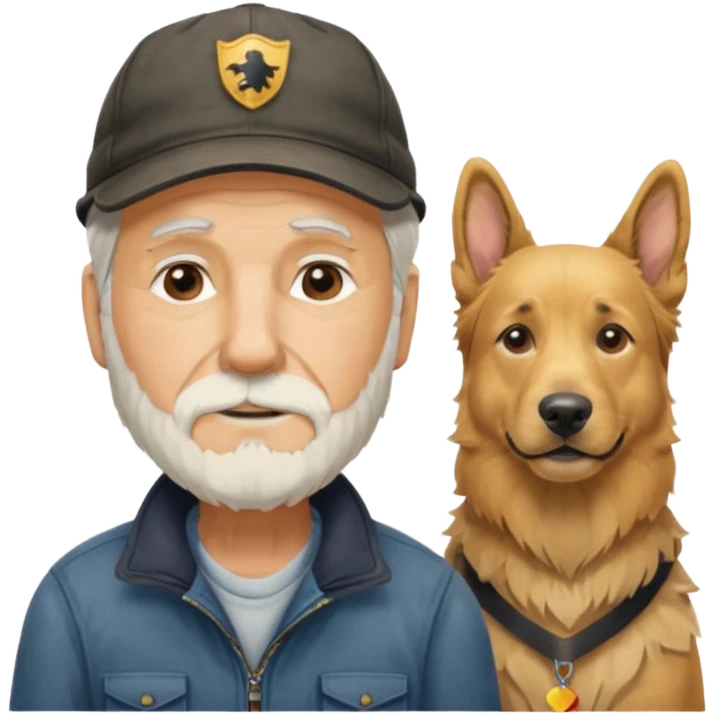 old man with old golden with lab german shepherd  emoji