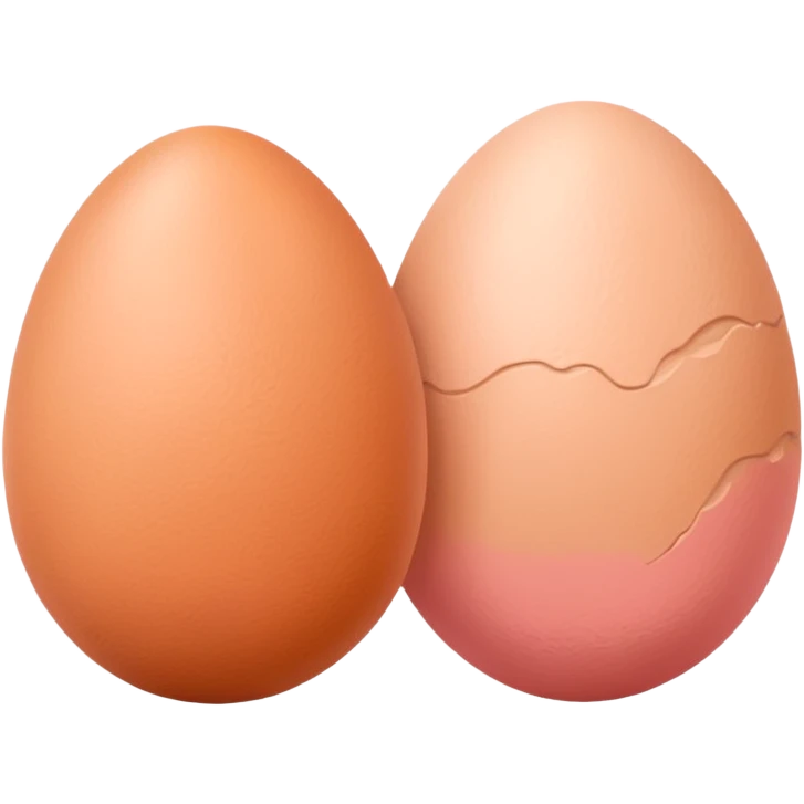 two skin tone peachy beige-pink egg shaped balls/spheres, both same size and same color, add a wrinkly skin texture to both.  emoji
