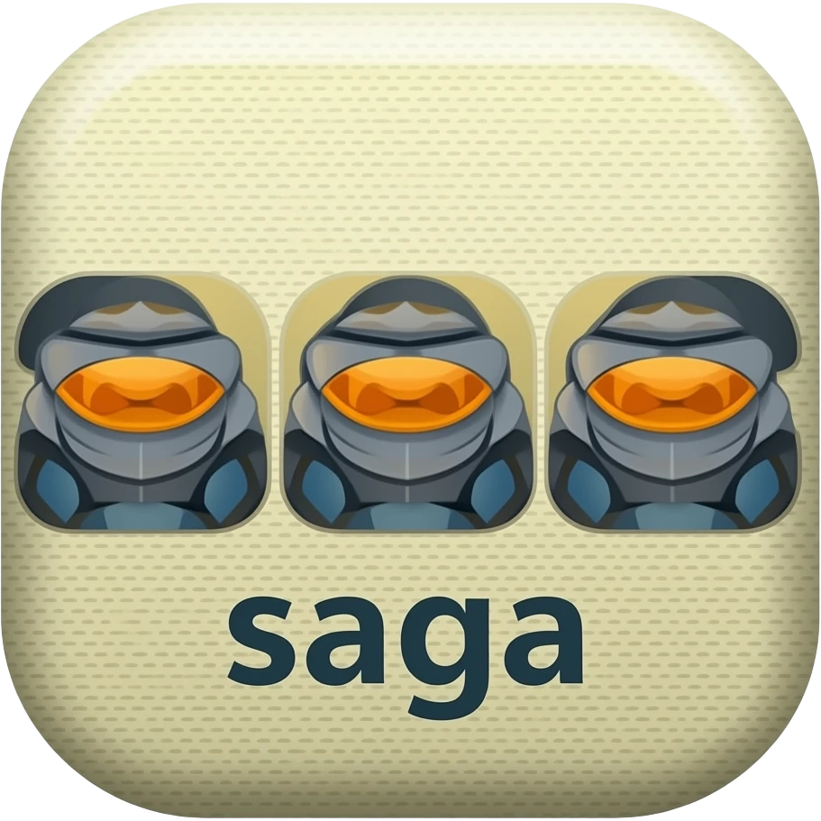 App logo for my game app that is about macthing 3 items called "saga" emoji