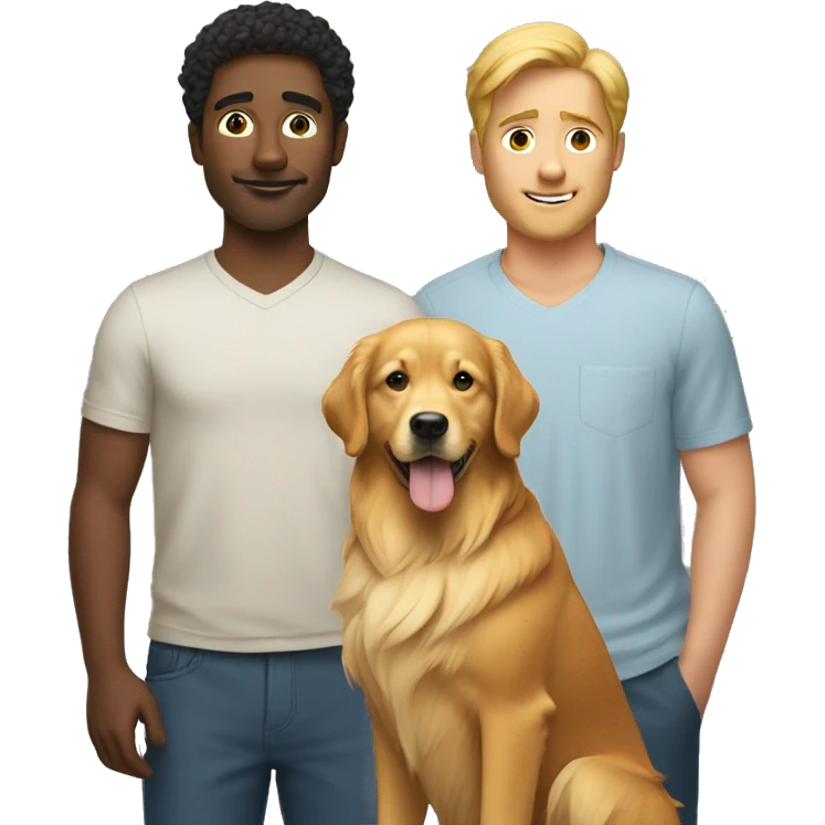 Two man with golden retriever emoji