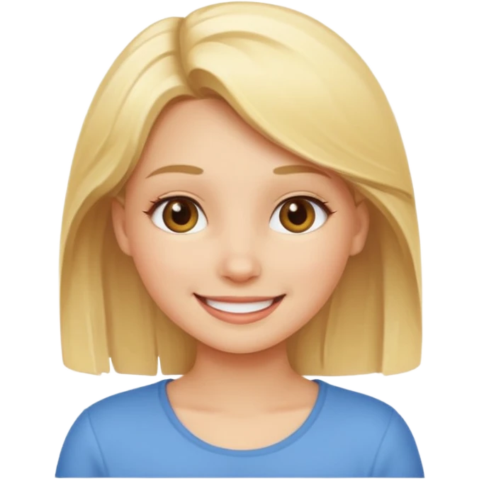 blonde girl with a smile emoji