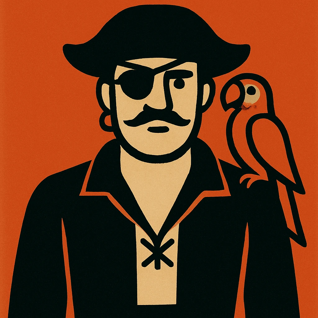 pirate with eye patch and parrot emoji