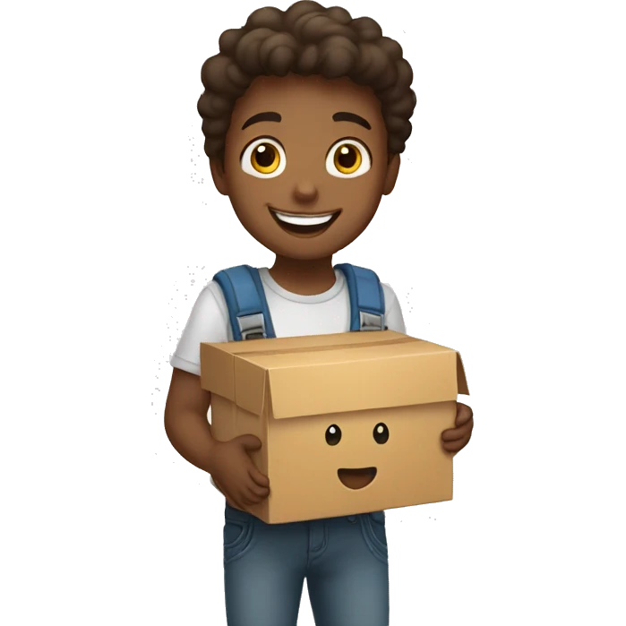 happy boy holding box emoji