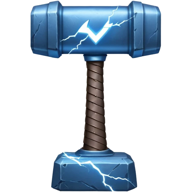 Thor's hammer with lightning infused emoji