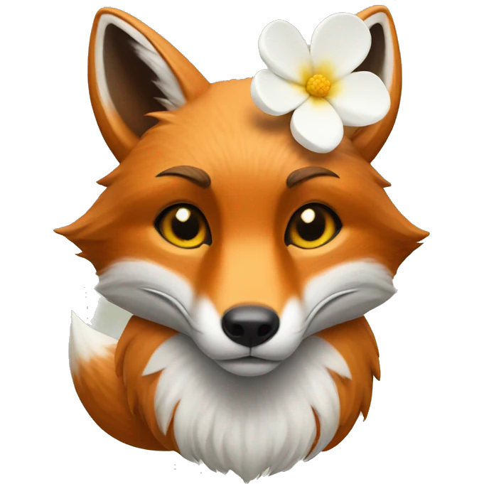 Fox with a white flower on the head emoji