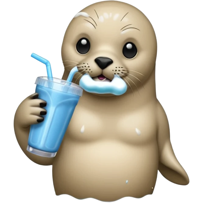 Seal drinking a protein shake emoji