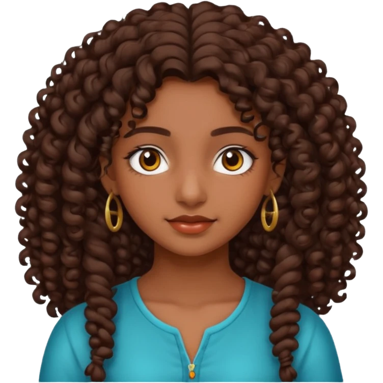 Teen Indian girl gorgeous curly brown hair emoji