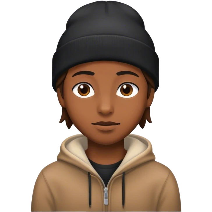 Brown face with black beanie  emoji