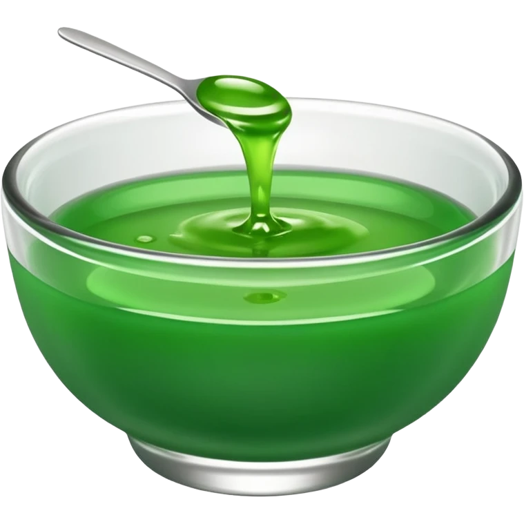 small dipping bowl with green liquid, vibrant, no spoon, simple, clear emoji