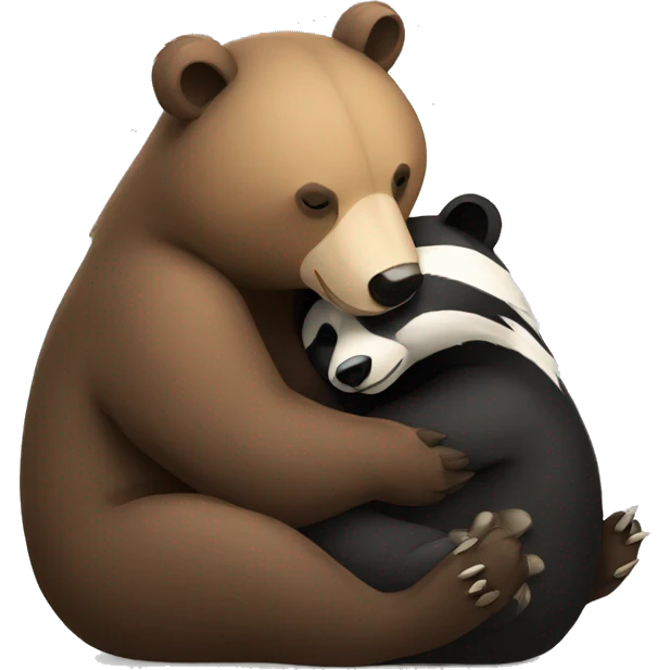 Bear and badger cuddling emoji