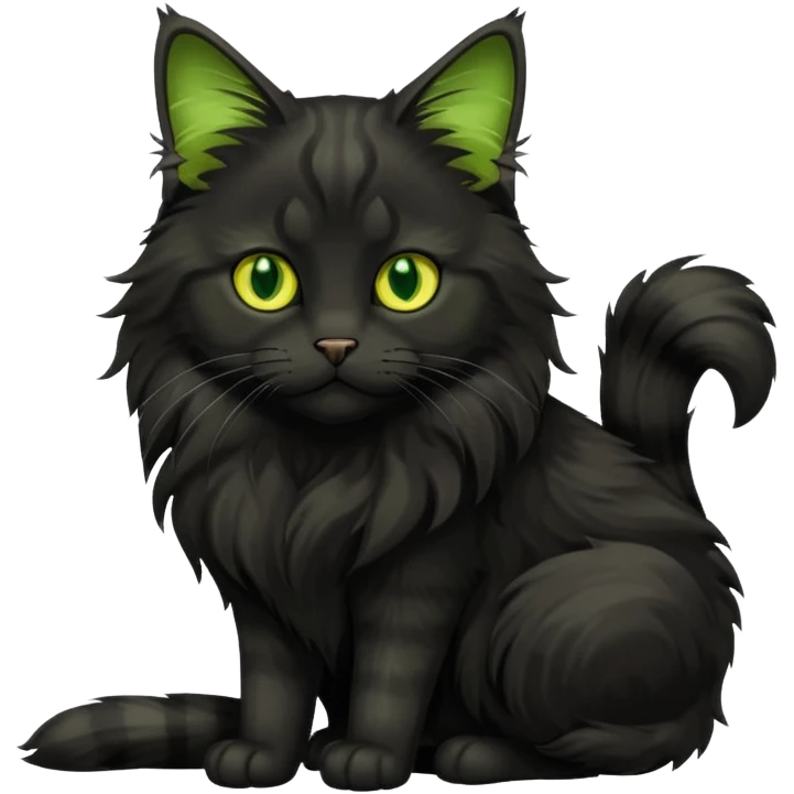 main coon black cat with green yellowish eyes full body emoji