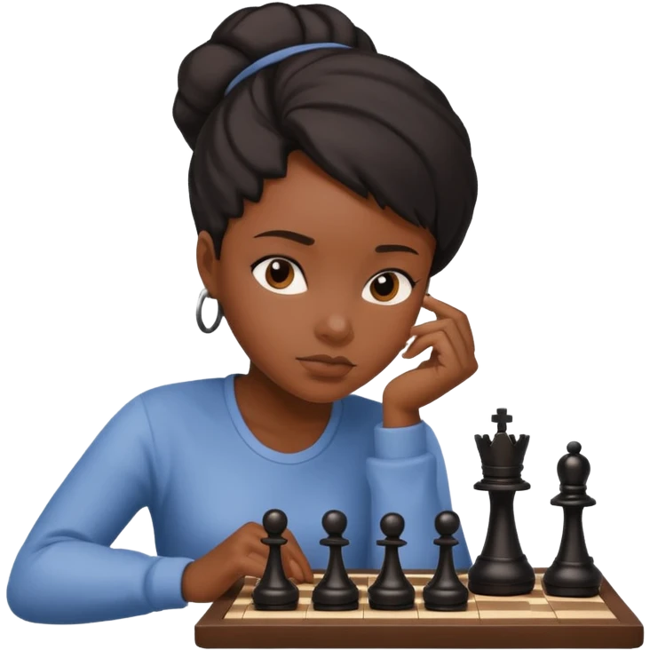 black girl playing chess emoji