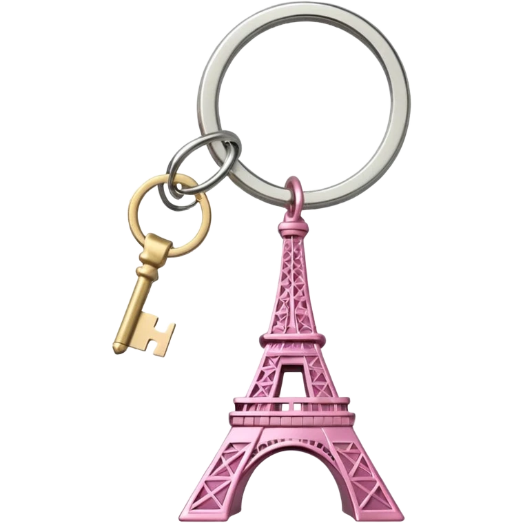 Pink Eiffel tower key ring emoji