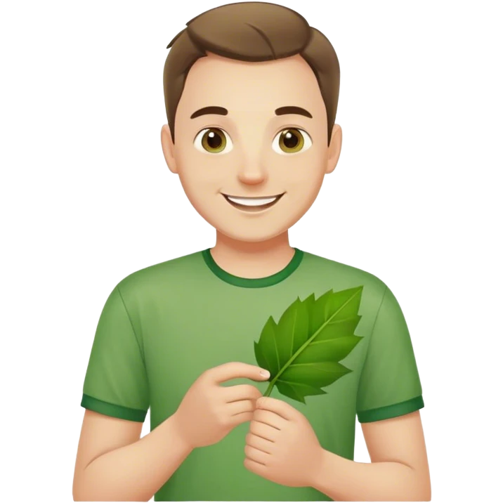polish man in green shirt happy leaf emoji